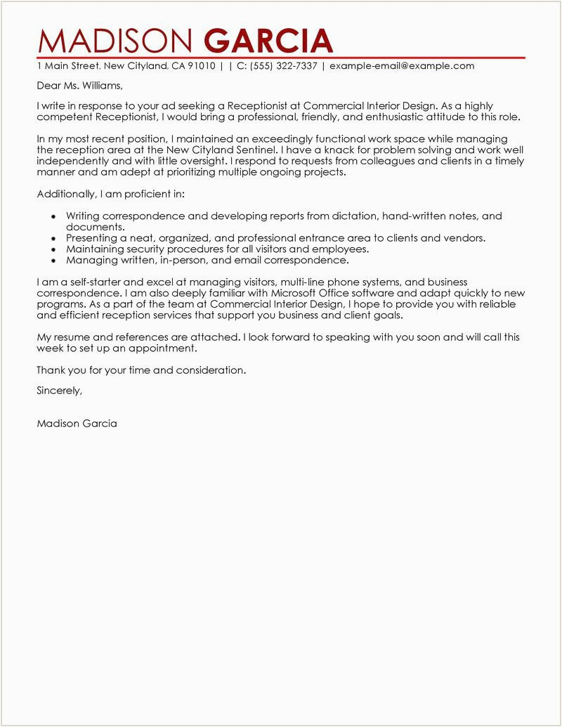 Sample Resume Cover Letter for Medical Receptionist Medical Receptionist Cover Letter Australia In 2020