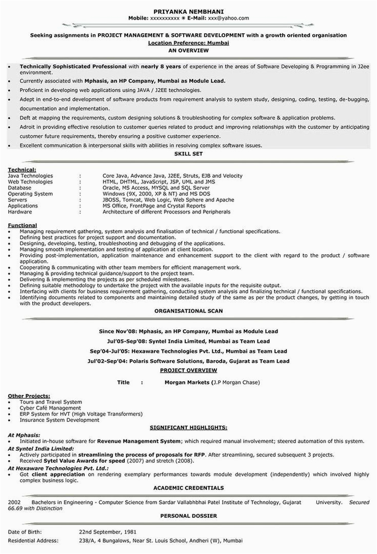 Sample Resume for 5 Years Experience In Mainframe Resume format for 5 Years Experience In Testing Resume