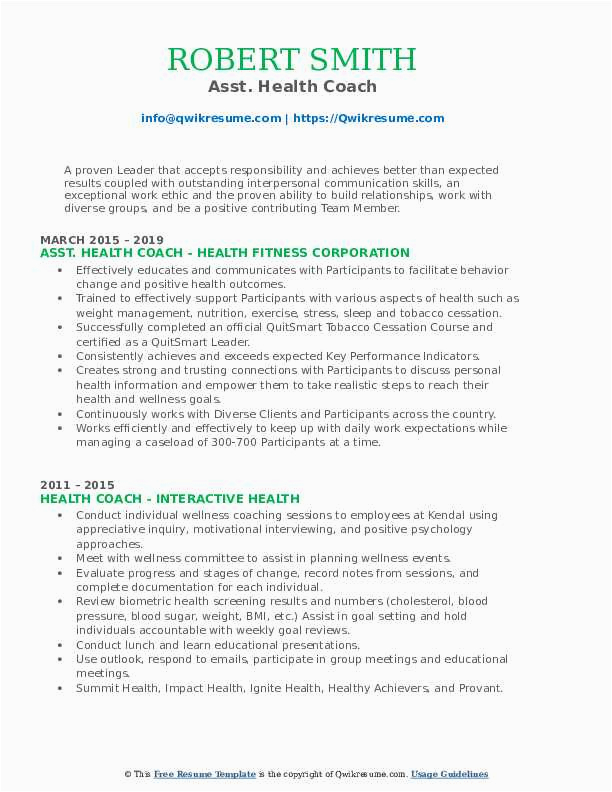 Sample Resume for A Health Coach Health Coach Resume Samples