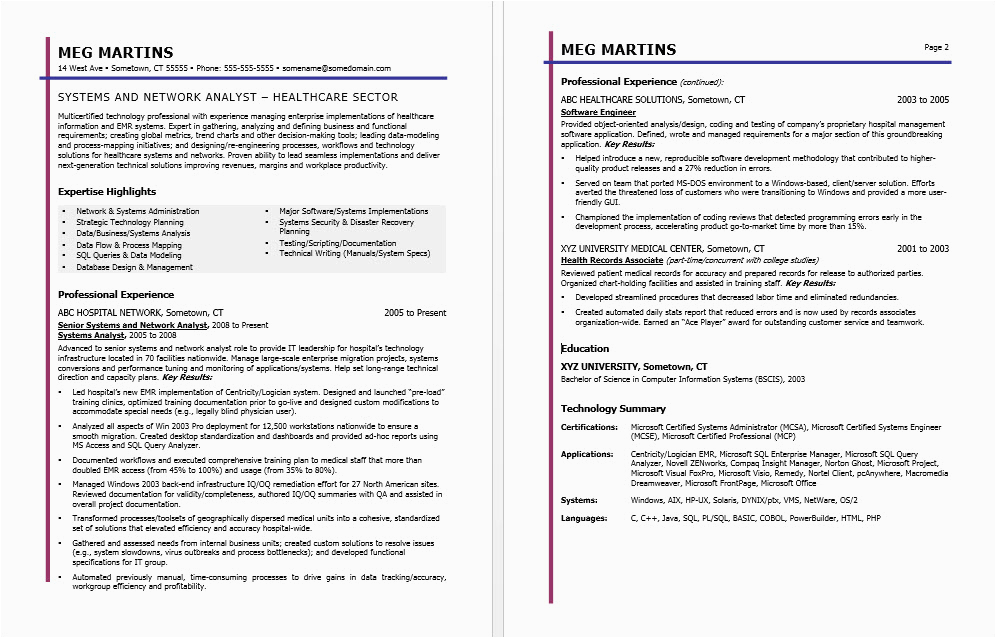 Sample Resume for A Healthcare It Professional Healthcare It Resume Sample