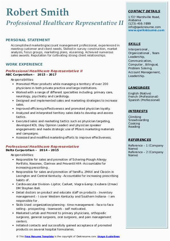 Sample Resume for A Healthcare It Professional Professional Healthcare Representative Resume Samples