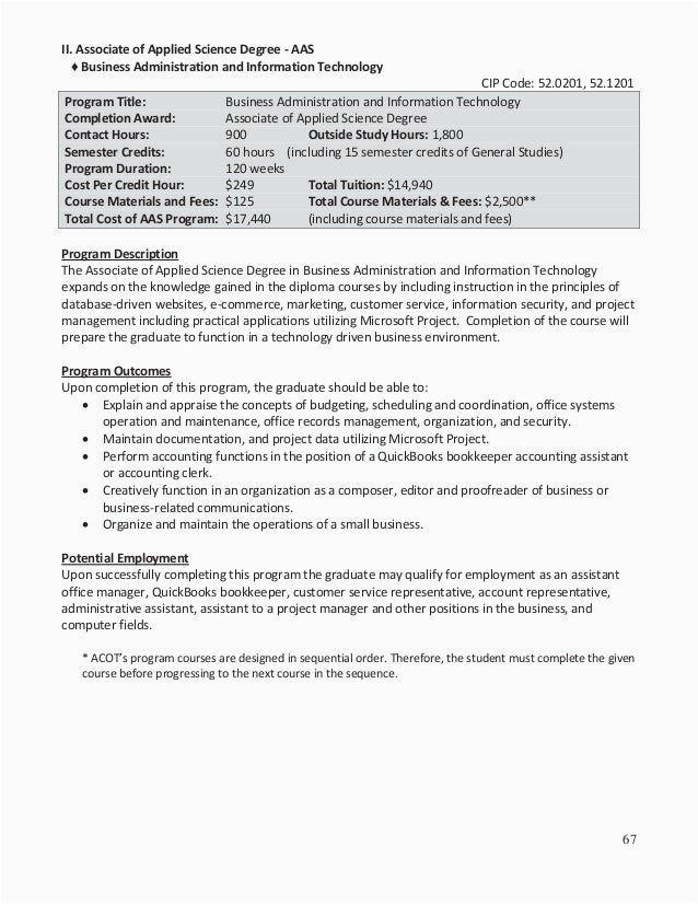 Sample Resume for associates Degree In Information Technology associate In Applied Science Business Administration and Information