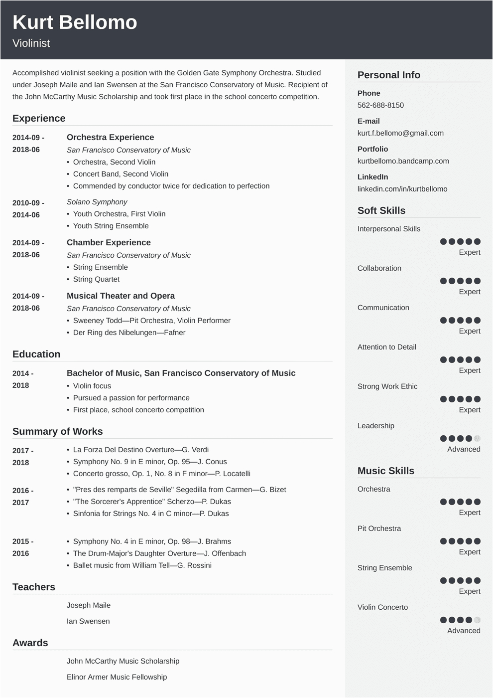 Sample Resume for College Music Application Music Resume for College Music Resume for College Template High