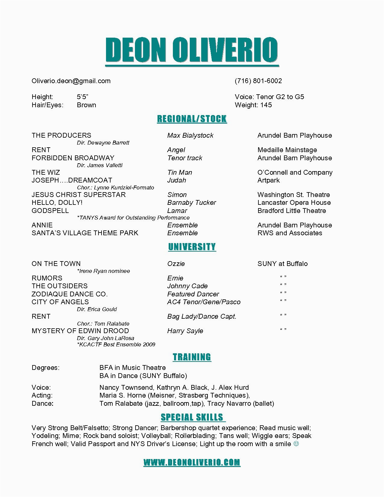 Sample Resume for College Musical theater Tech theatre Resume Template Inspirational theatre Resume Example