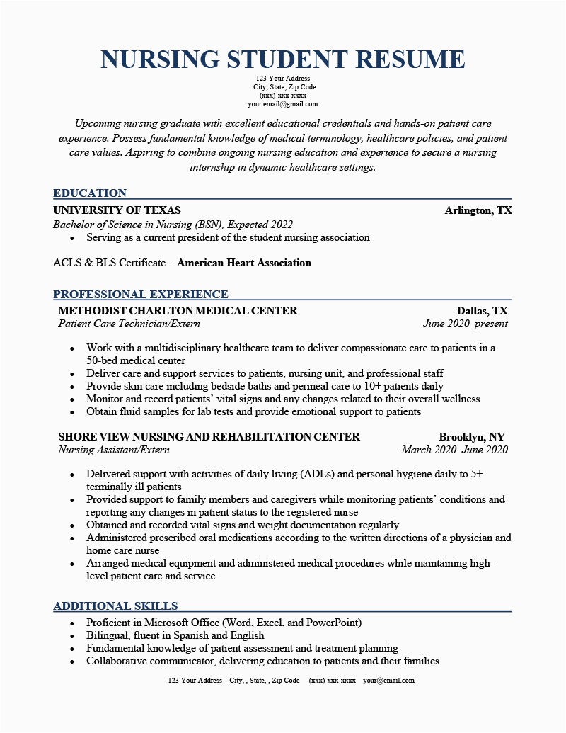 Sample Resume for College Nursing Student Nursing Student Resume Sample & Writing Tips