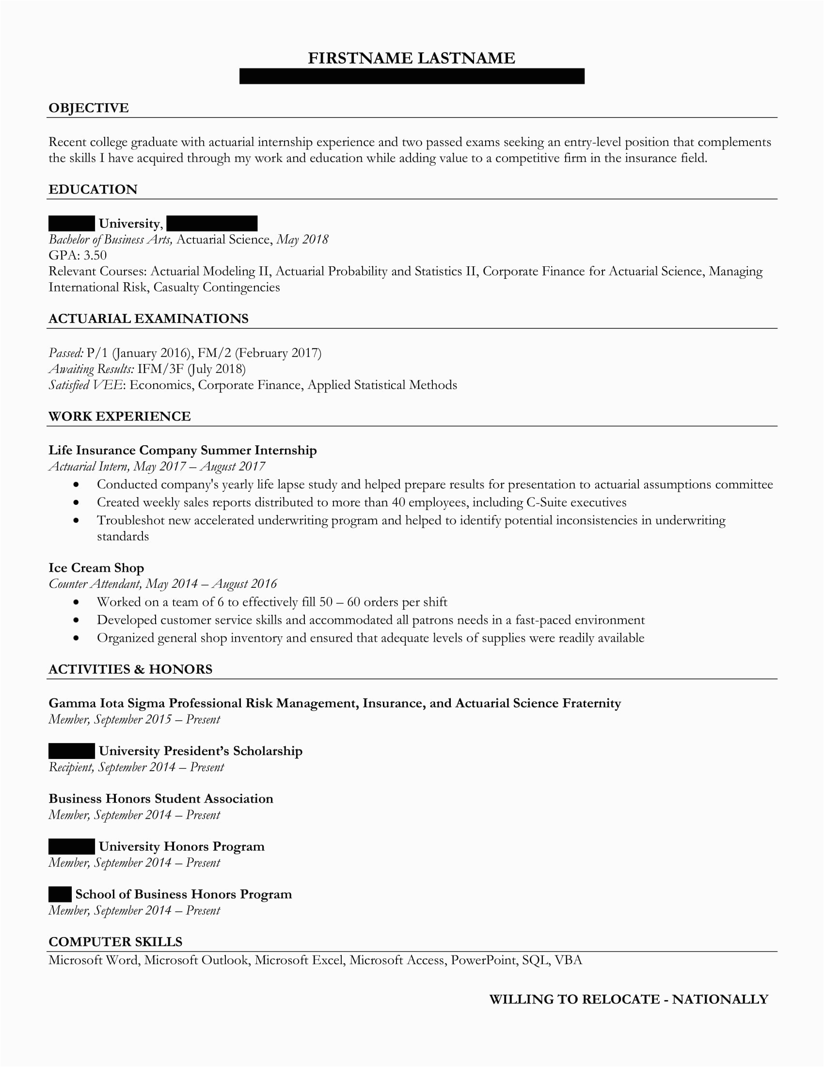 Sample Resume for Entering College Program Seeking A Position Resume