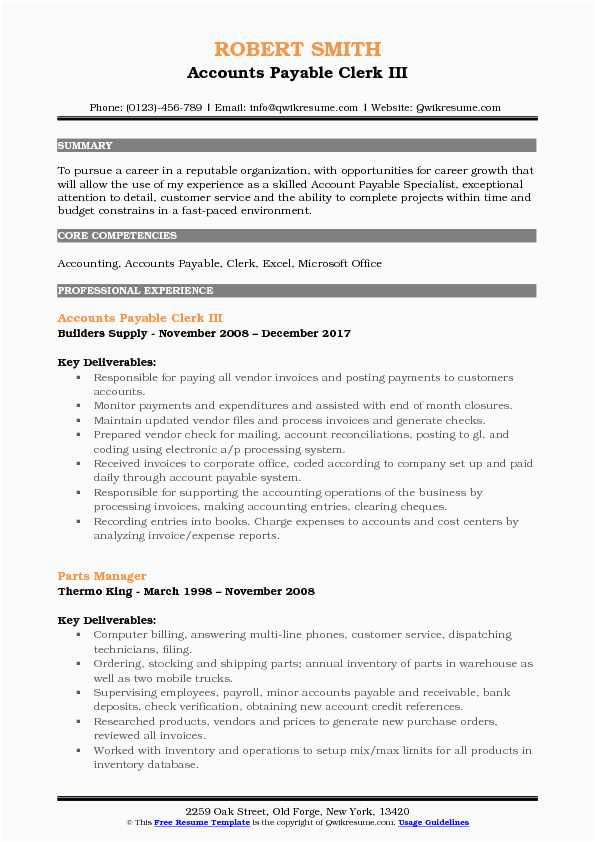 Sample Resume for Entry Level Accounts Payable Accounts Payable Clerk Resume Samples