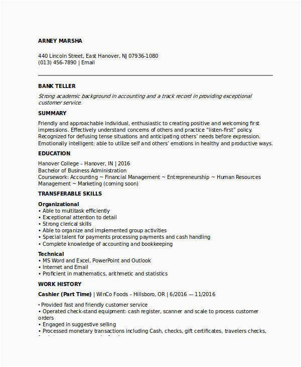 Sample Resume for Entry Level Bank Jobs Banking Resume Samples 48 Free Word Pdf Documents Download