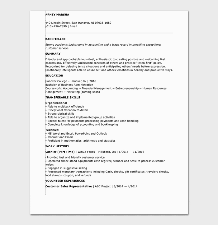 Sample Resume for Entry Level Bank Jobs Banking Resume Template 34 Samples & Examples