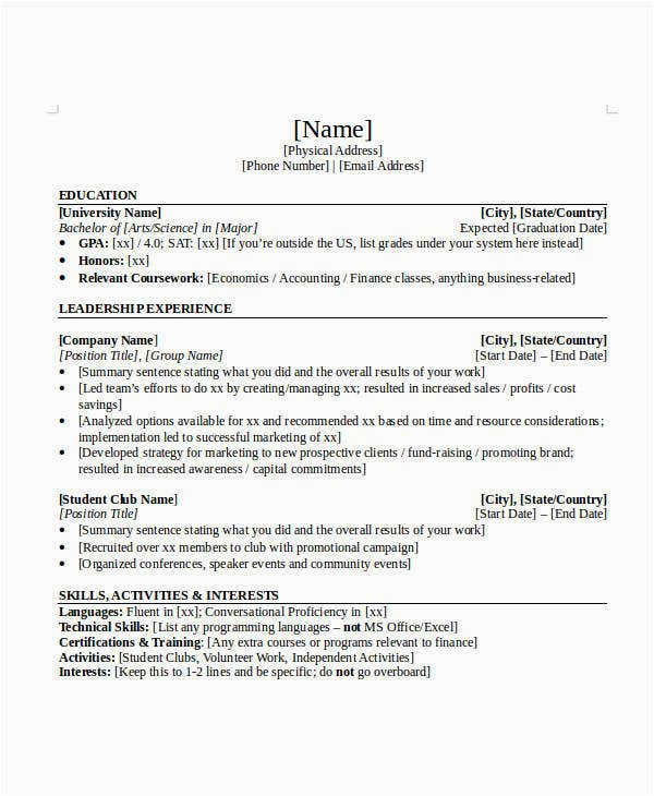 Sample Resume for Entry Level Banking Jobs Banking Resume Samples 46 Free Word Pdf Documents Download