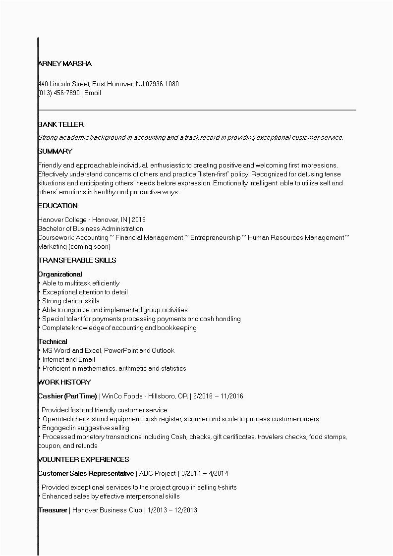 Sample Resume for Entry Level Banking Jobs Entry Level Banking Job Resume