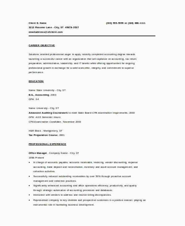 Sample Resume for Entry Level Bookkeeper Bookkeeper Resume Template 5 Free Word Pdf Documents Download