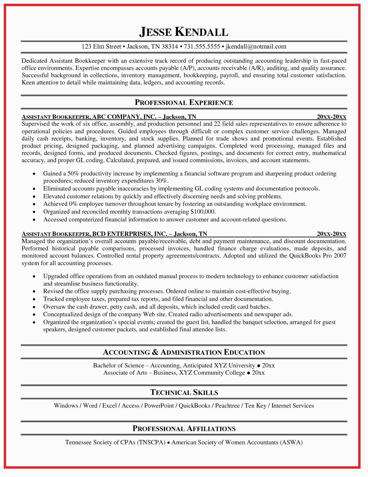 Sample Resume for Entry Level Bookkeeper Entry Level Bookkeeper Resume Sample Best Resume Examples