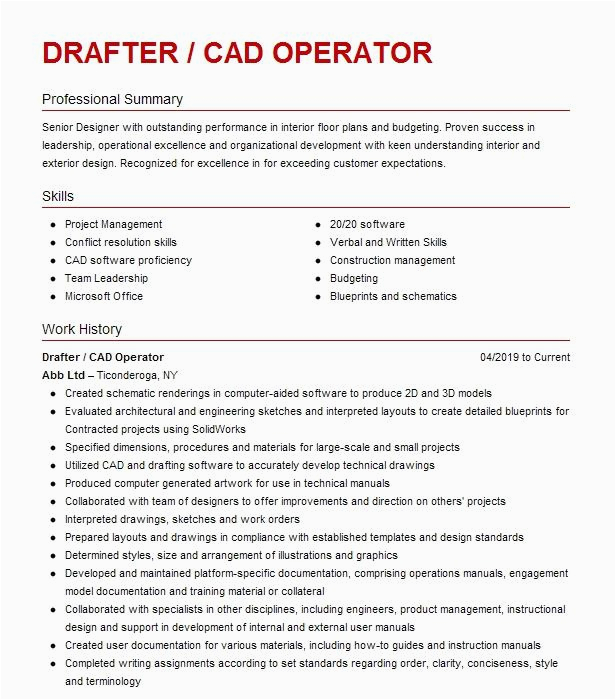 Sample Resume for Entry Level Cad Operator Entry Level Cad Drafter Resume Example Mersen Vinton Virginia