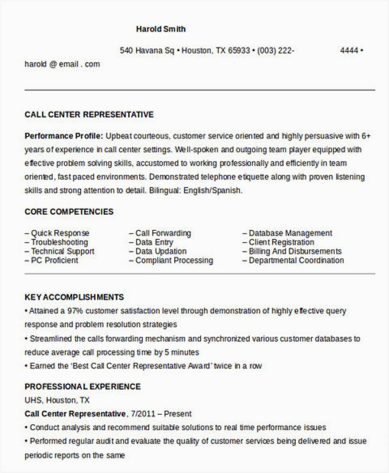 Sample Resume for Entry Level Call Center Resume Call Center Resume the Key Success for the Applicants