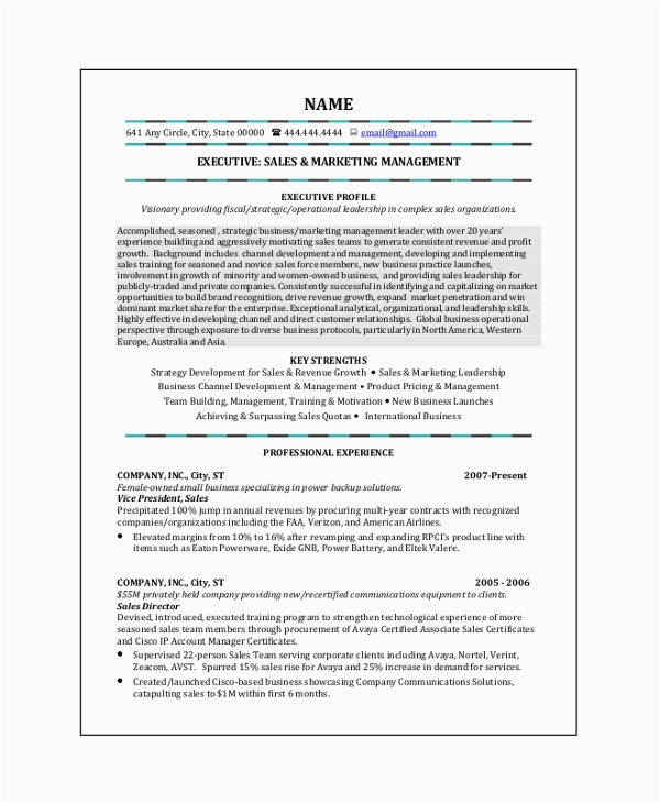 Sample Resume for Experienced Sales and Marketing Professional Free 9 Sample Sales Resume Templates In Pdf