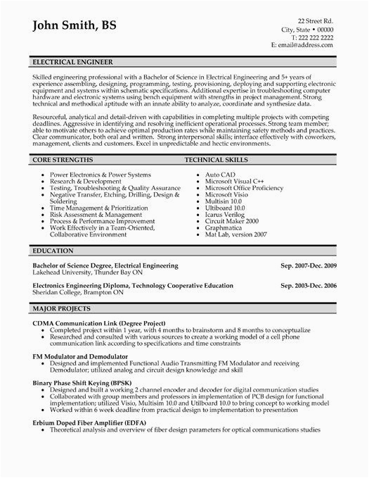 Sample Resume for Fresh Graduate Electrician Fresh Graduate Electrical Engineering Resume Best Resume Examples