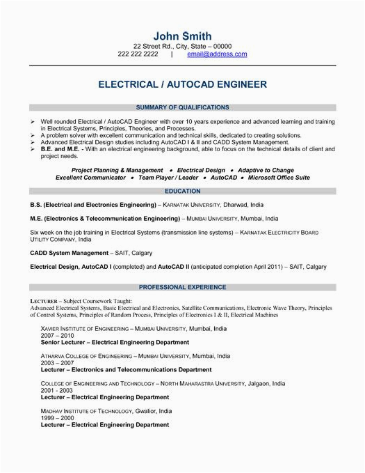 Sample Resume for Fresh Graduate Electrician Fresh Graduate Electrical Engineering Resume Best Resume Examples