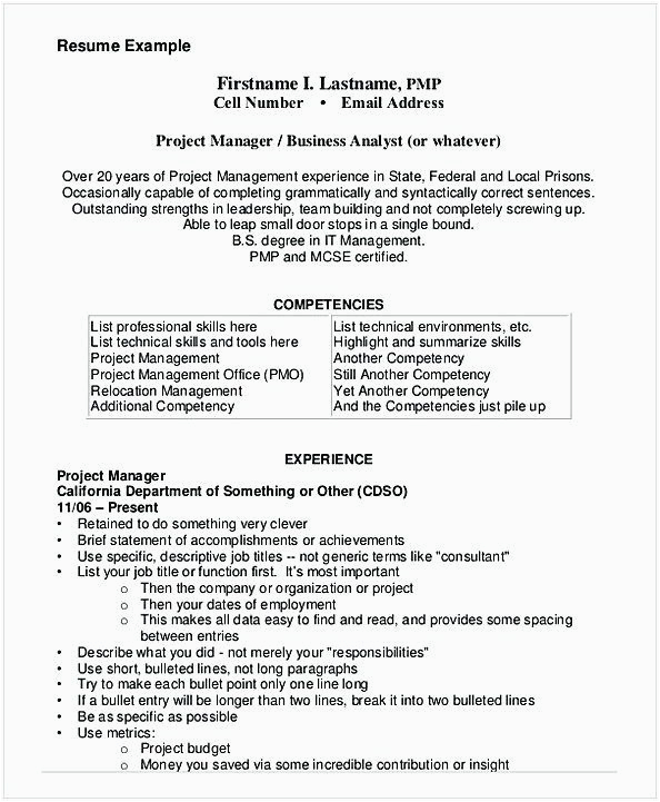 Sample Resume for Fresh Graduate In Project Management Business Analyst Entry Level Project Management Resume Entry Level