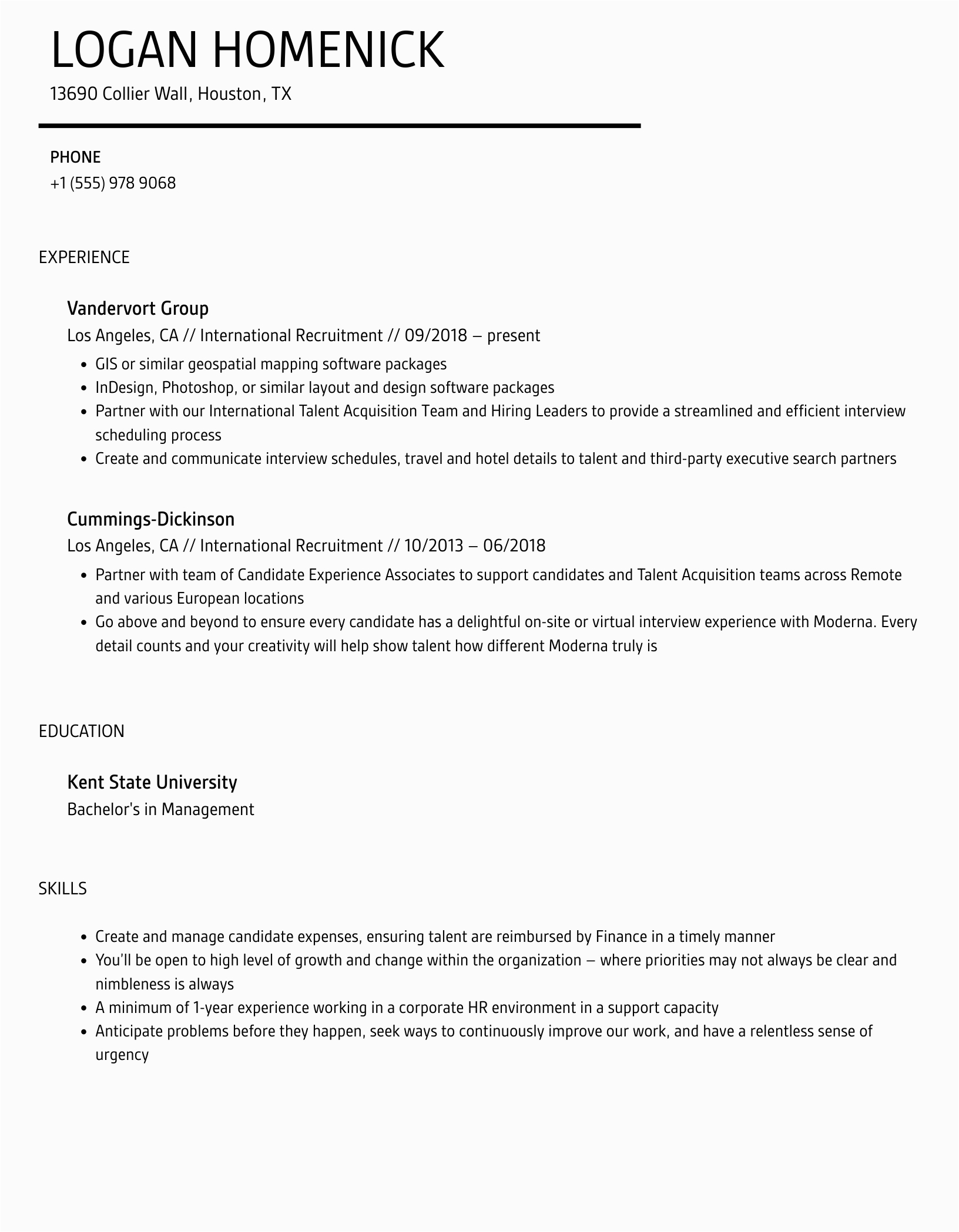 Sample Resume for International Recruiter Position International Recruitment Resume Samples