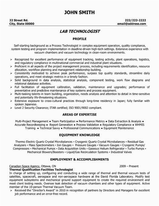 Sample Resume for Medical Laboratory Technician Student Medical Lab Technician Cv Word format Here to Download This