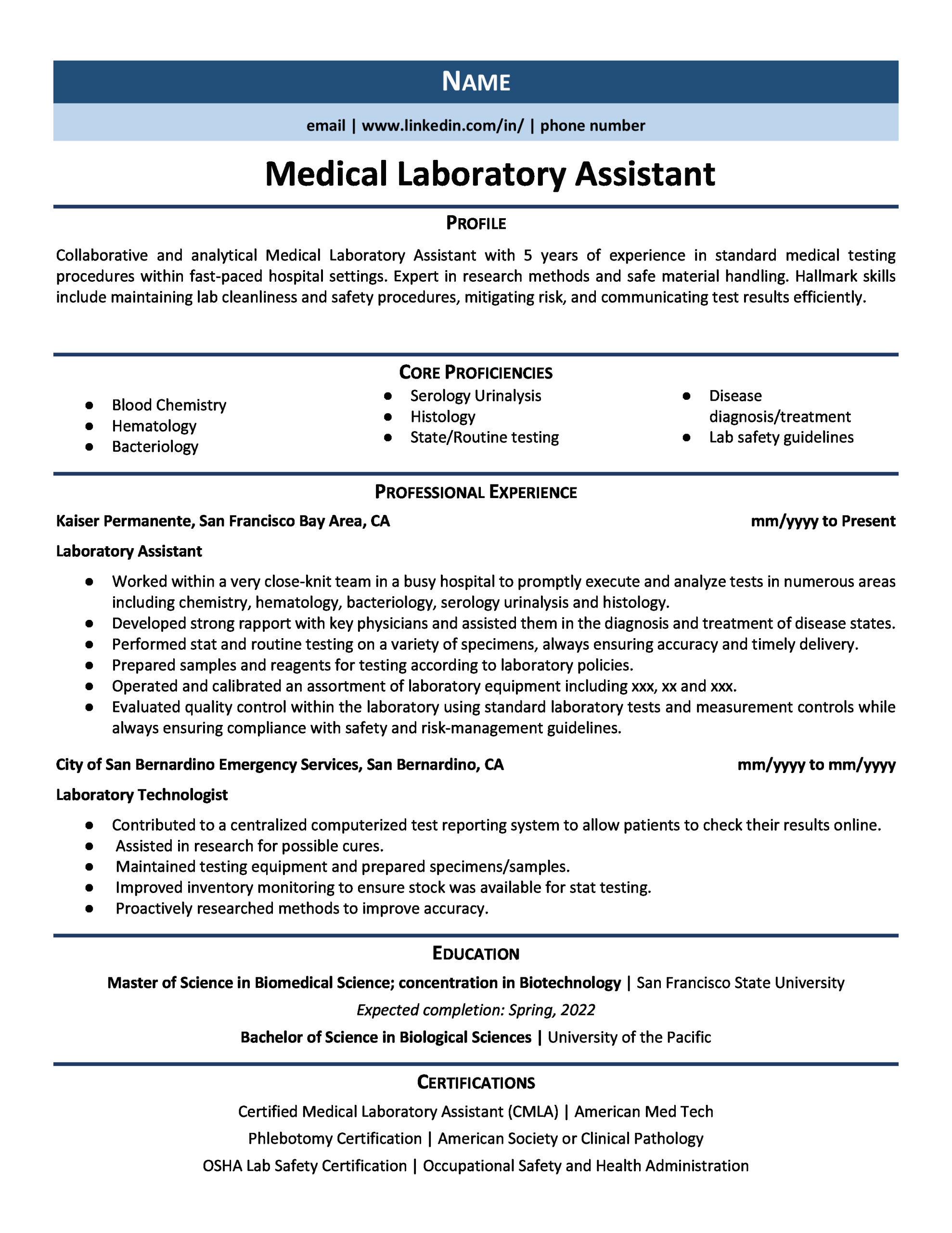 Sample Resume for Medical Laboratory Technician Student Medical Laboratory assistant Resume Your Plete Guide On How to