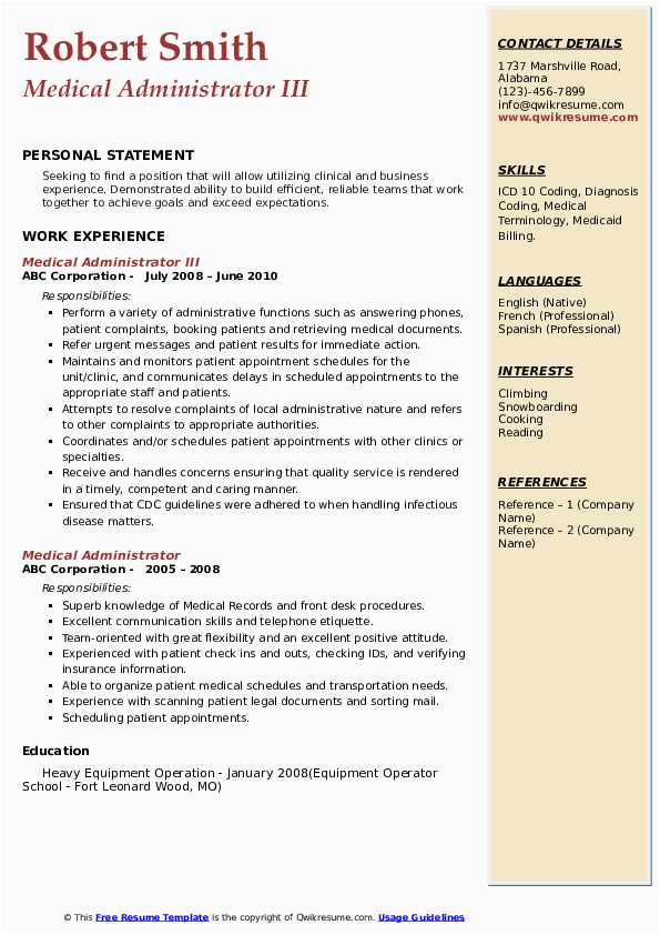 Sample Resume for Medical Office Administration Manager Medical Administrator Resume Samples