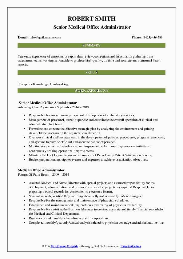Sample Resume for Medical Office Administration Manager Medical Fice Administrator Resume Samples