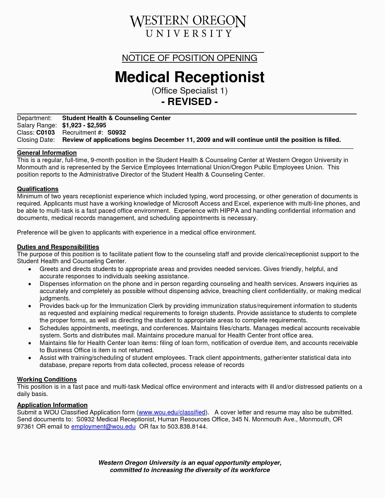 Sample Resume for Medical Office Administrator with No Experience Resume Examples Medical Receptionist Resmud