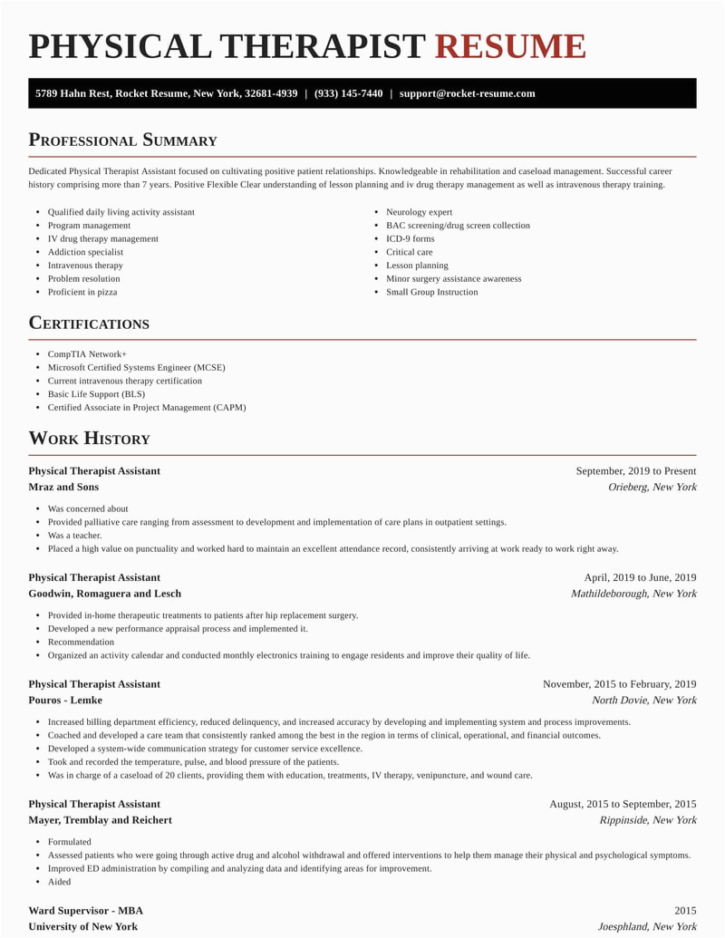 Sample Resume for Physical therapist Aide Physical therapist assistant Resumes