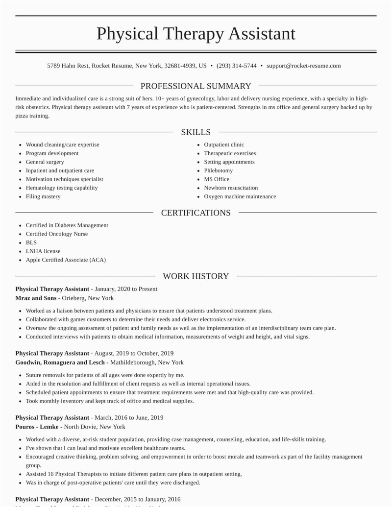 Sample Resume for Physical therapist Aide Physical therapy assistant Resumes