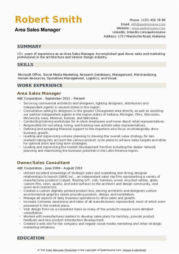 Sample Resume for Sales and Distribution Professional Summary area Sales Manager Resume Samples