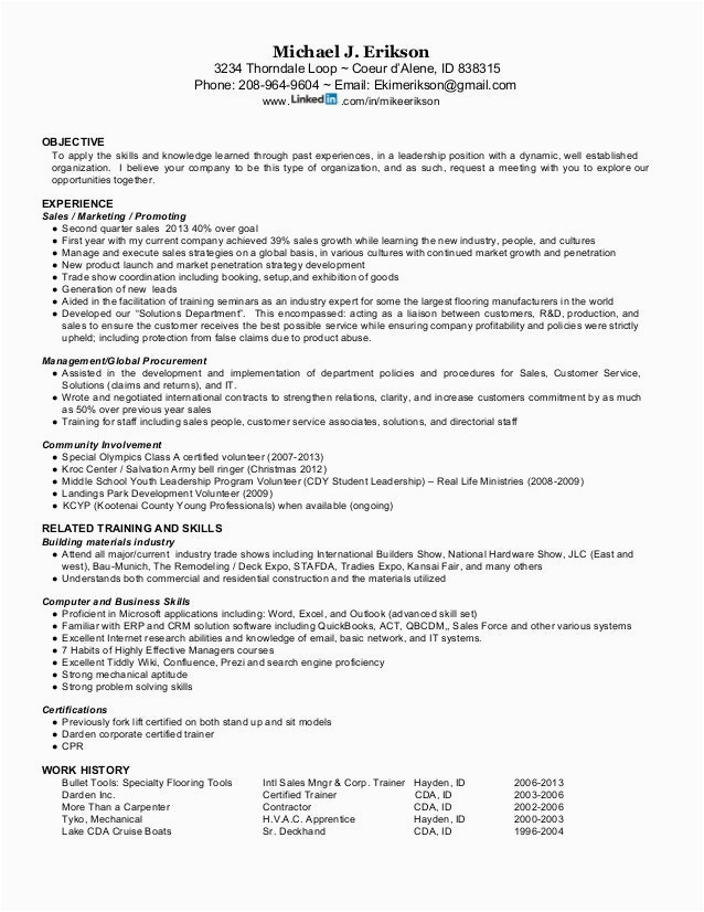 Sample Resume for Sales and Distribution Professional Summary Resume for Mike J Erikson International Sales & Distribution Exper…