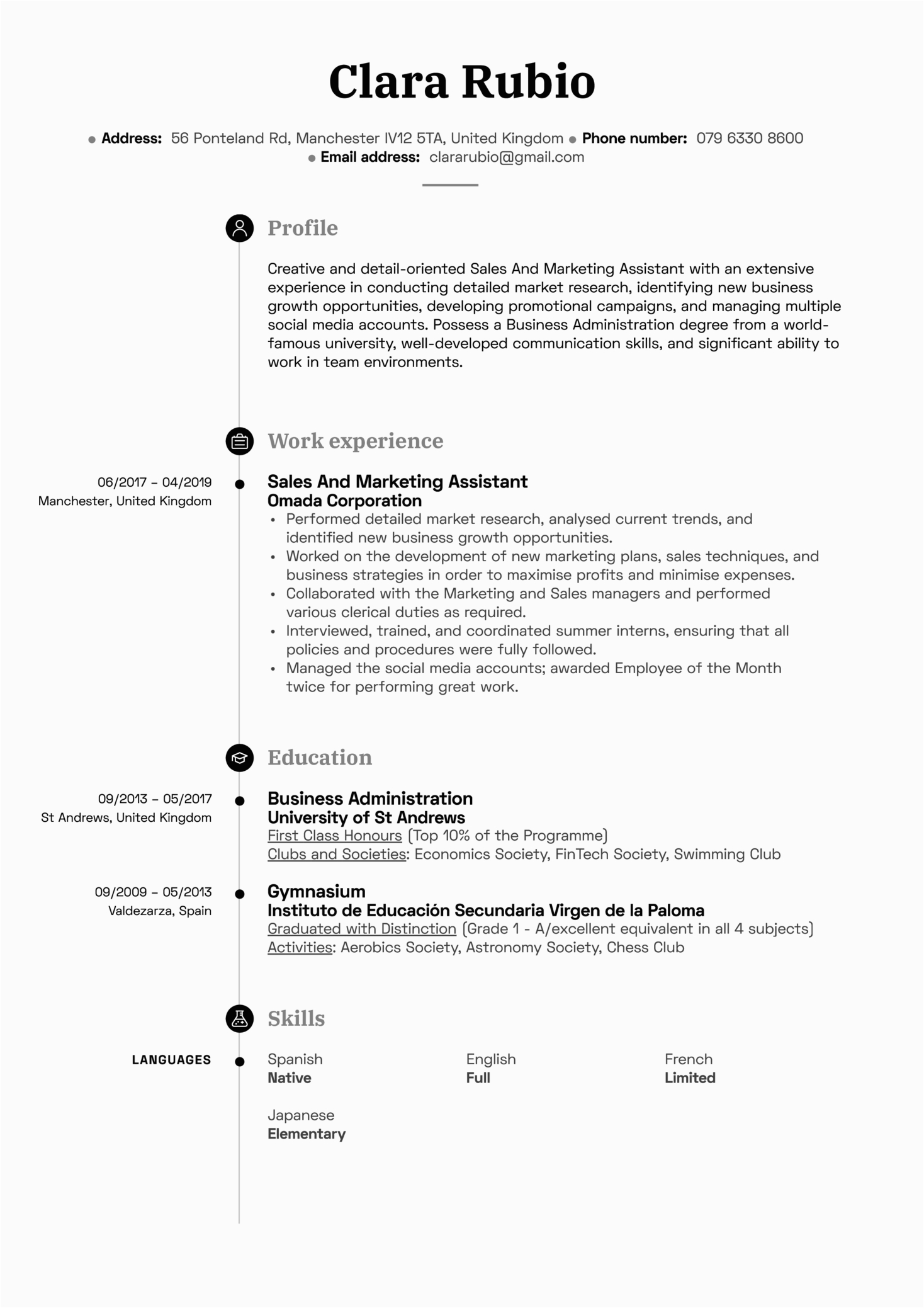 Sample Resume for Sales and Marketing assistant Sales and Marketing assistant Resume Sample