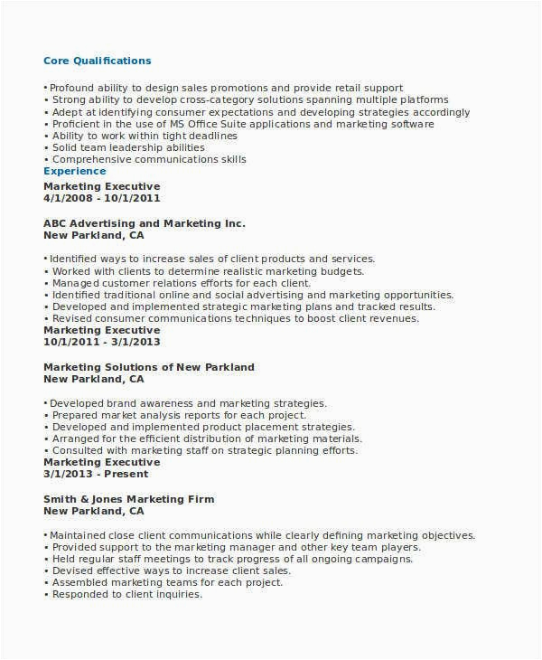 Sample Resume for Sales and Marketing Fresher 40 Basic Marketing Resume
