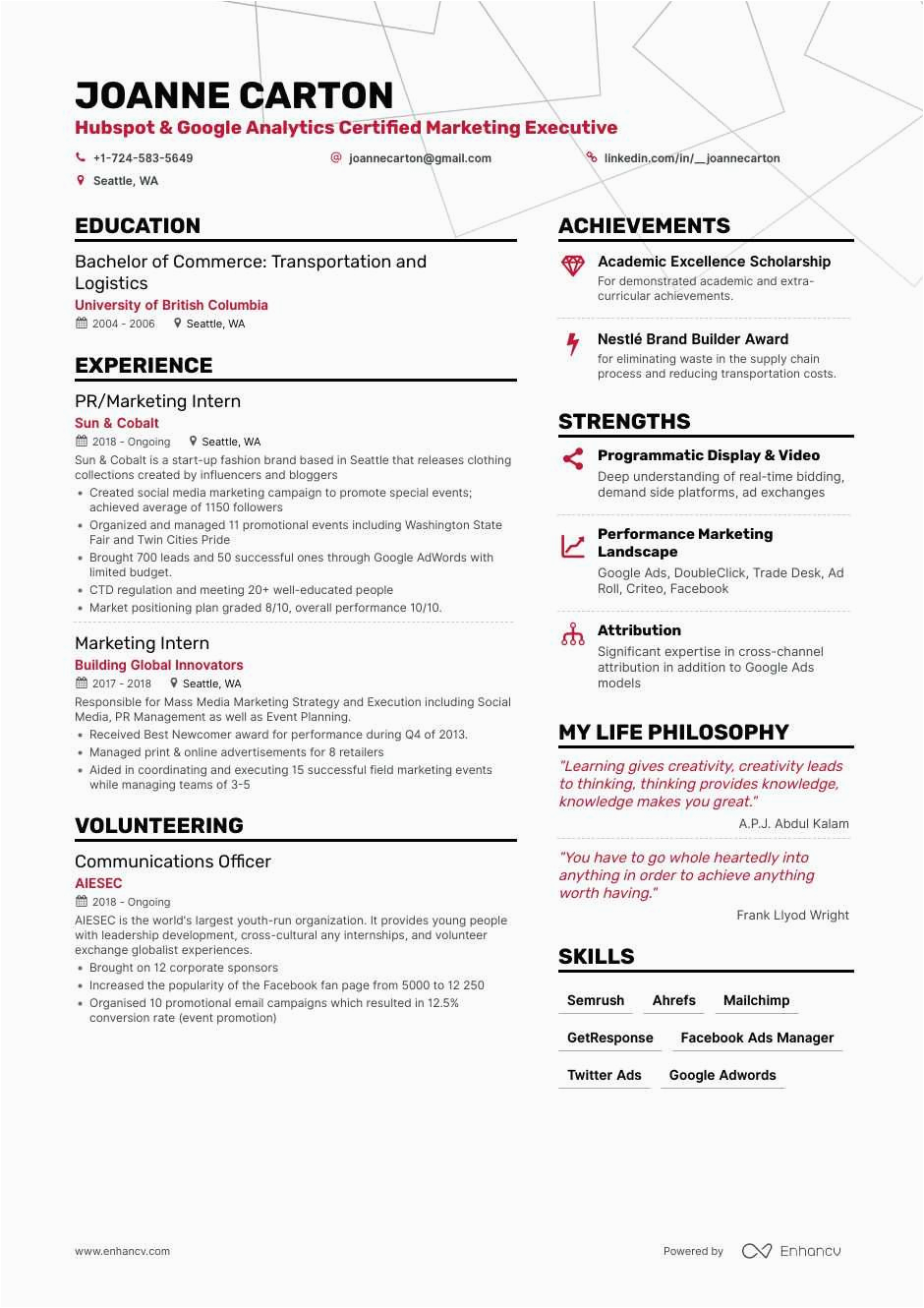 Sample Resume for Sales and Marketing Fresher the Best 2019 Fresher Resume formats and Samples