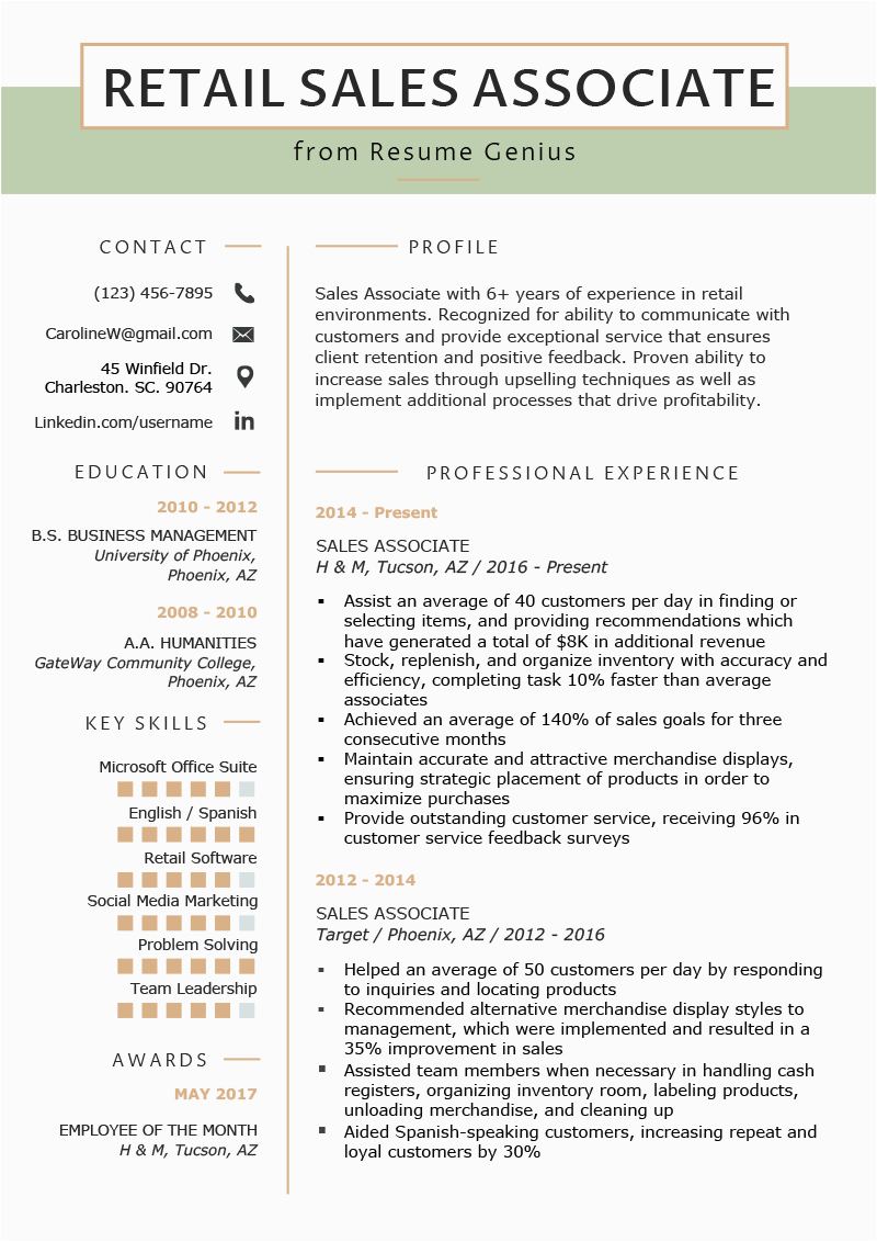 Sample Resume for Sales associate Job Retail Sales associate Resume Sample & Writing Tips