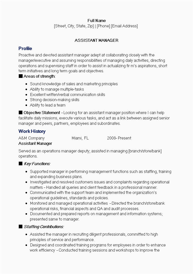 Sample Resume for Sales associate Manager Sales assistant Manager Resume