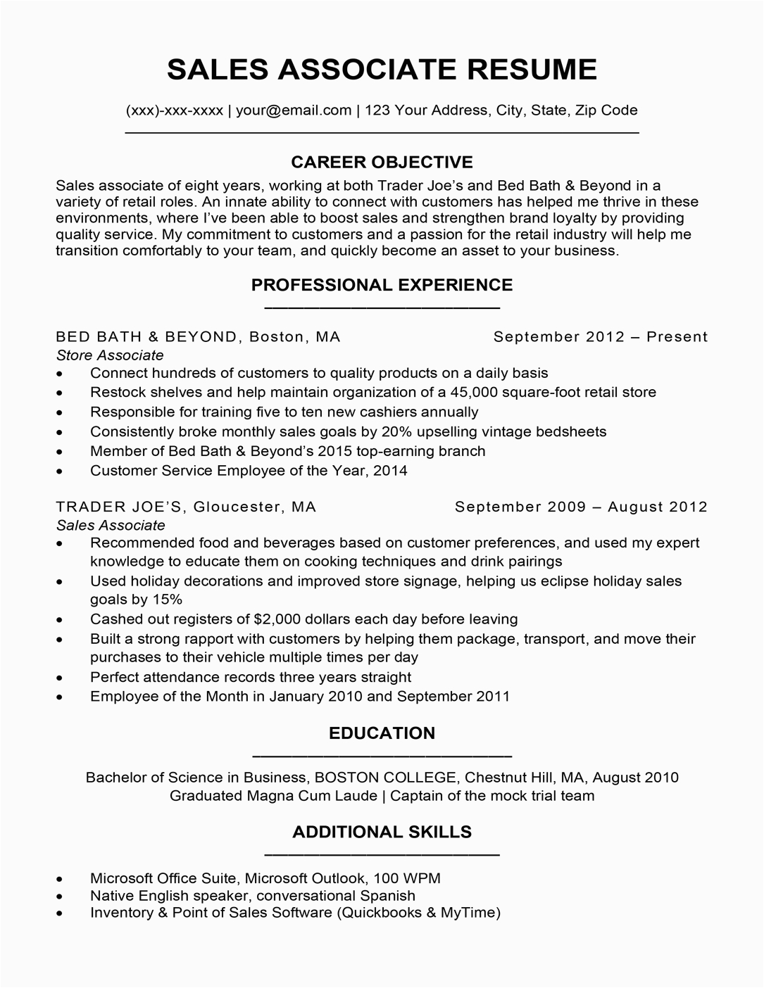 Sample Resume for Sales associate with Experience Sales associate Resume Sample & Writing Tips