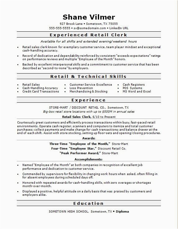 Sample Resume for Sales Clerk with No Experience Account Clerk Resume