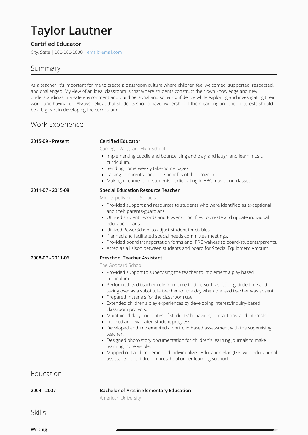 Sample Resume for Technology Educator Higher Education Educator Resume Samples and Templates