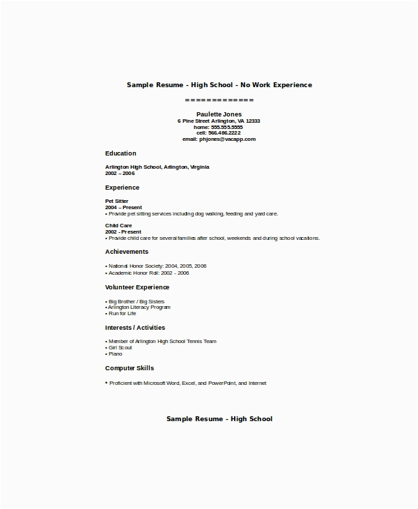 Sample Resume for Teen with No Experience Free 5 Sample Teenage Resume Templates In Ms Word