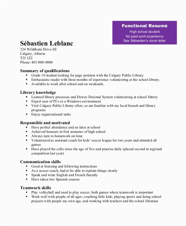 Sample Resume for Teen with No Experience Grade 10 Teenager High School Student Resume with No Work Experience