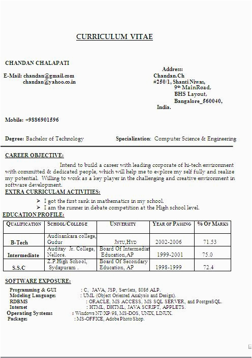 Sample Resume for Telugu Teachers In India Uk Resume format