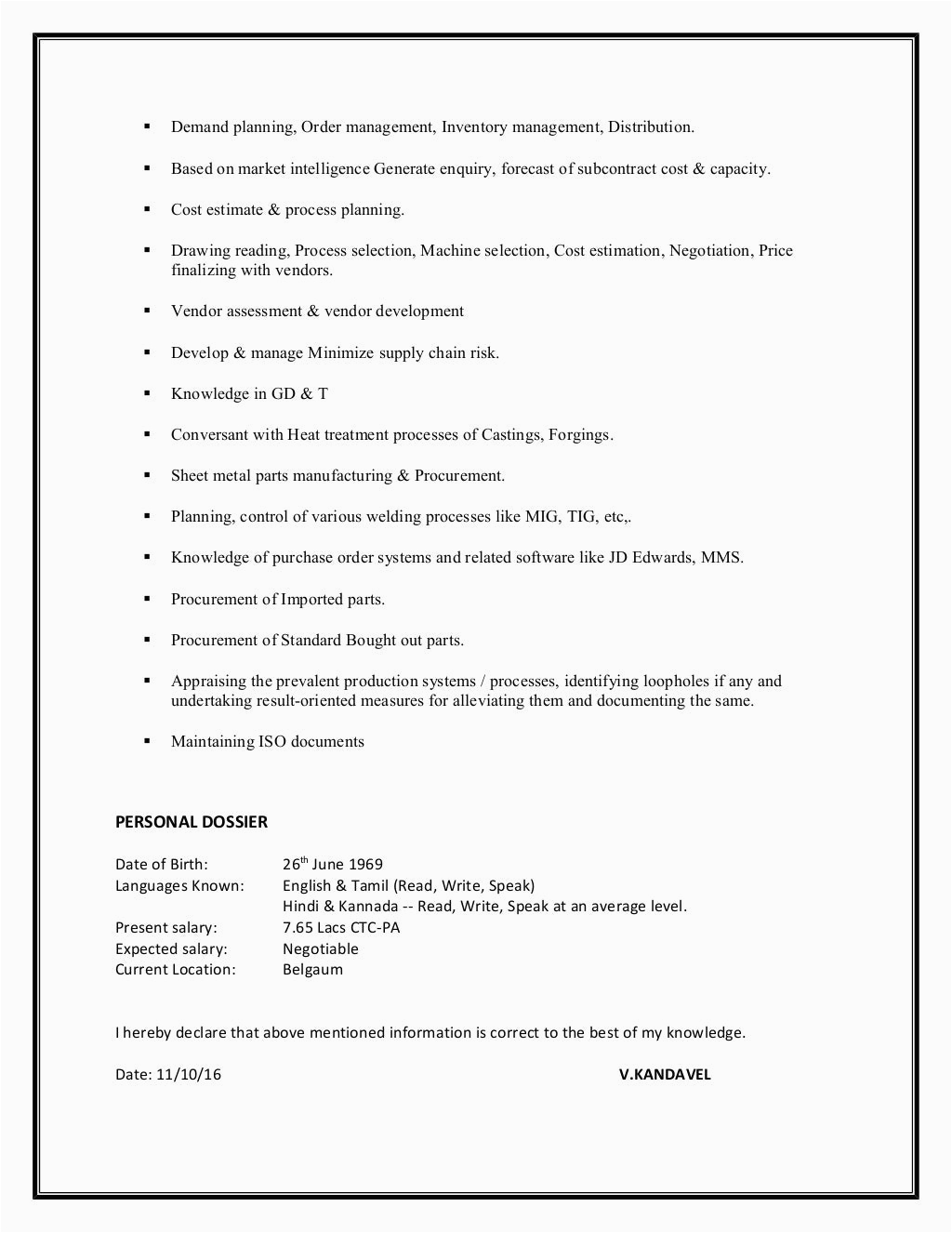 Sample Resume for Vendor Development Manager Kandavel Purchase & Vendor Development Manager Resume