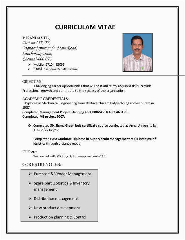 Sample Resume for Vendor Development Manager Kandavel Purchase & Vendor Development Manager Resume