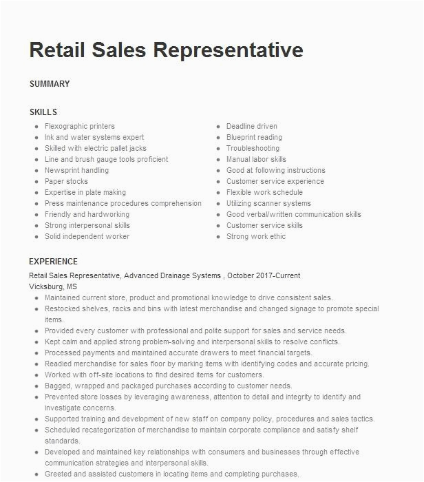 Sample Resume for Verizon Wireless Sales Rep Retail Sales Representative Resume Example Verizon Wireless Palm