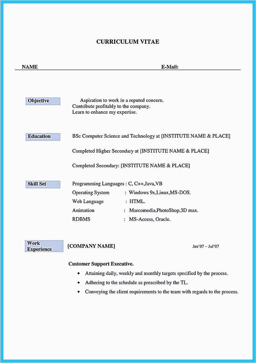 Sample Resume format for Freshers Call Center Job Impressing the Recruiters with Flawless Call Center Resume