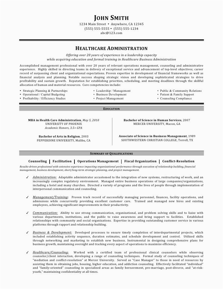 Sample Resume Objective for Health Professionals Healthcare Administration Resume by Mia C Coleman