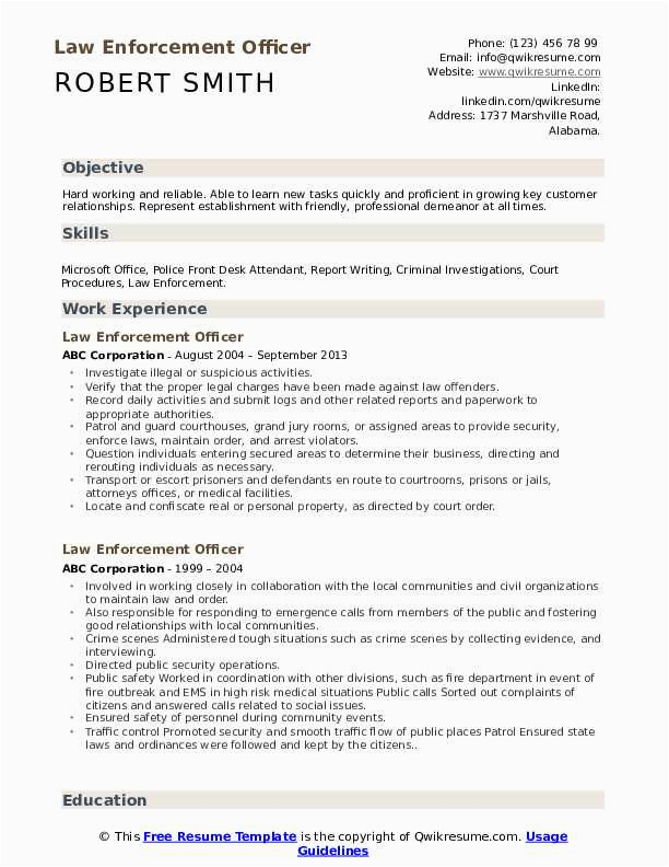 Sample Resume Objective for Law Enforcement Resume Examples Police Ficer Best Resume Ideas